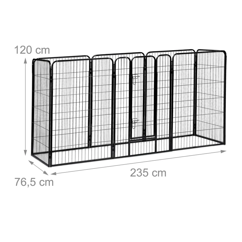 Enclos pour chiots modulable facile à assembler 60,5 x 76,5 x 235 cm en acier noir 13_0005493
