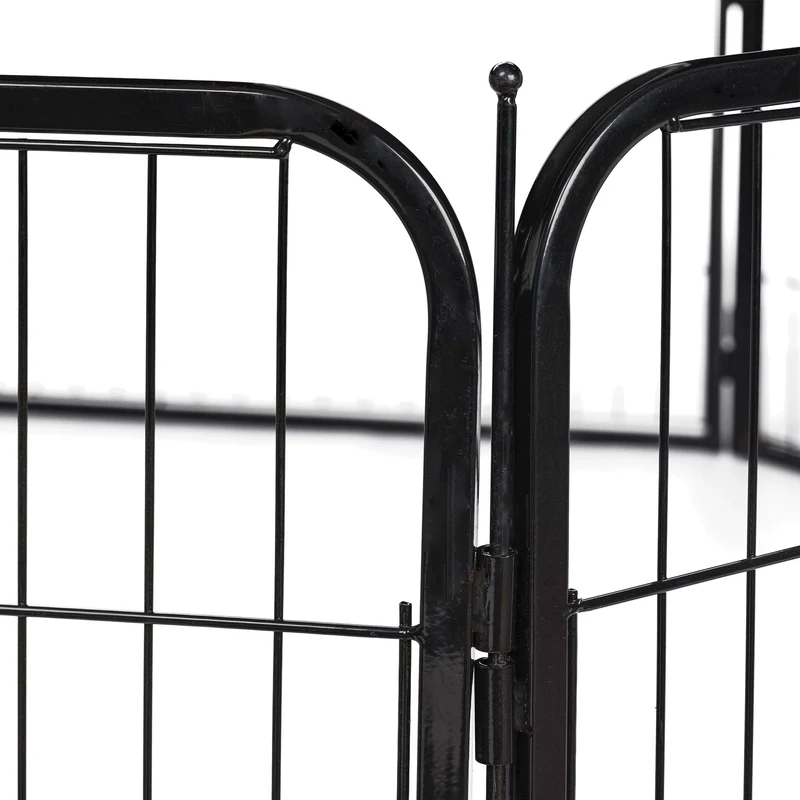 Enclos pour chiots modulable facile à assembler 60,5 x 76,5 x 235 cm en acier noir 13_0005493