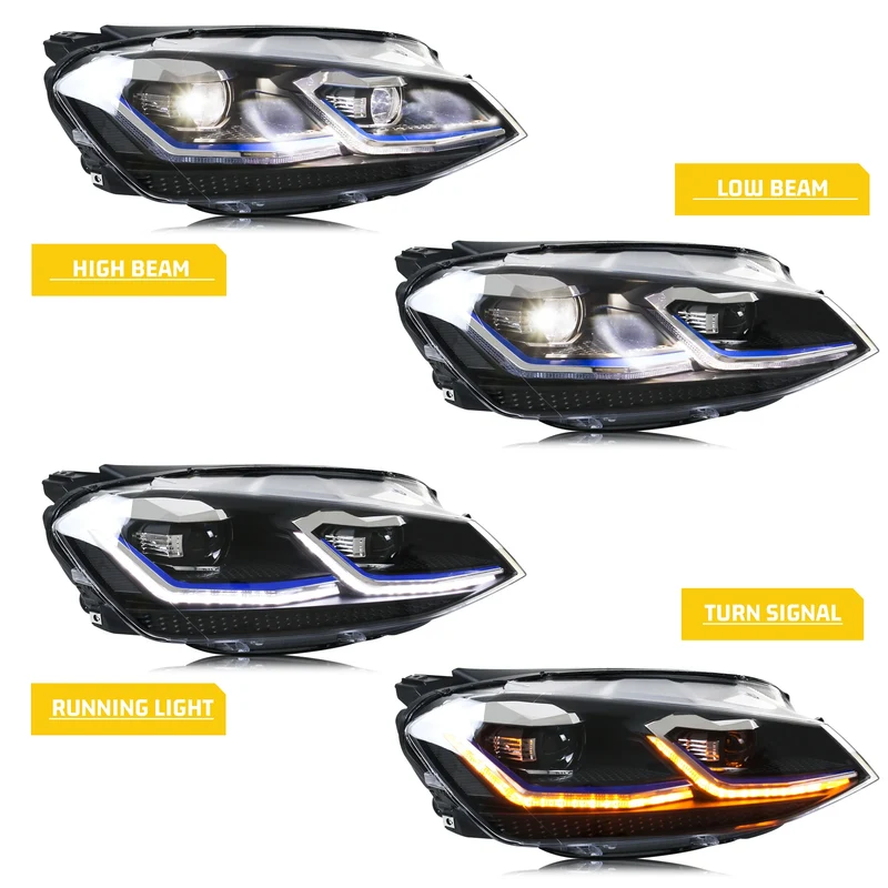 Phares LED Volkswagen Golf 7 MK7 2013-2017 Clignotant Séquentiel