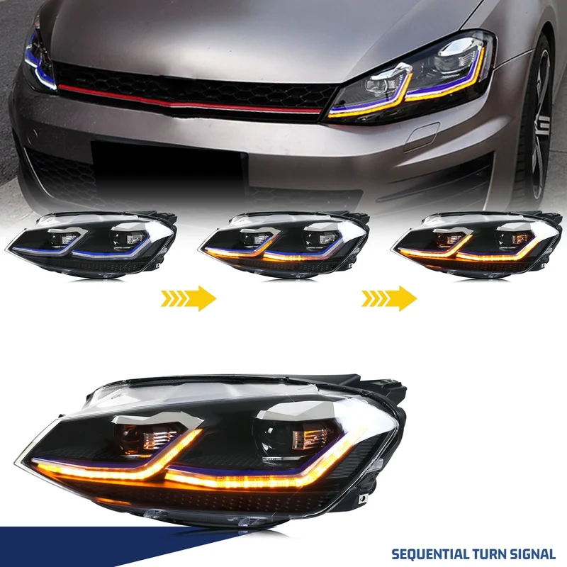 Phares LED Volkswagen Golf 7 MK7 2013-2017 Clignotant Séquentiel
