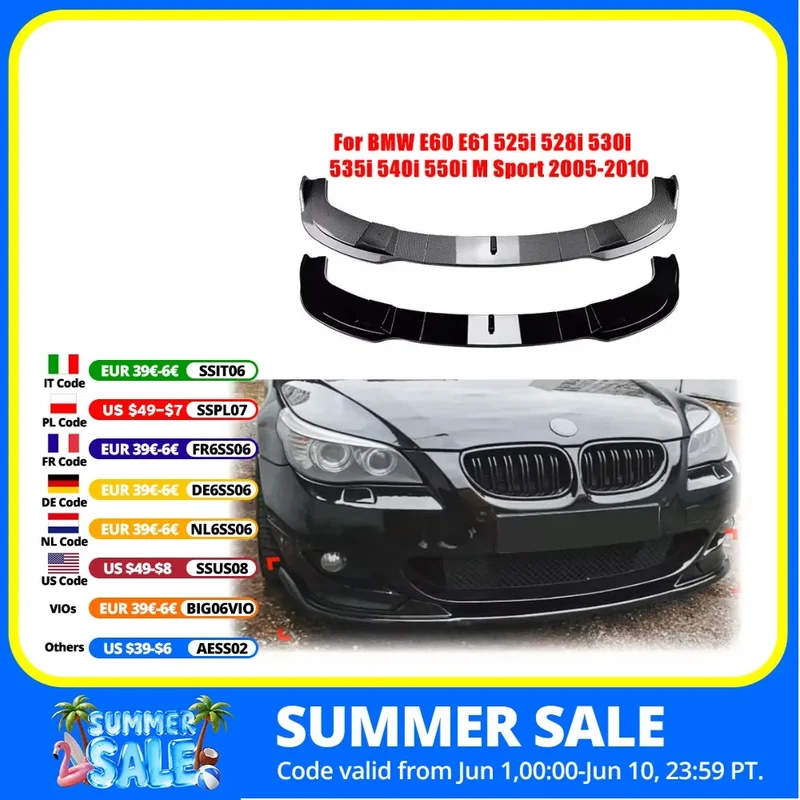 Lame de Pare-Chocs Avant BMW Série 5 E60 E61 M Sport 2005-2010