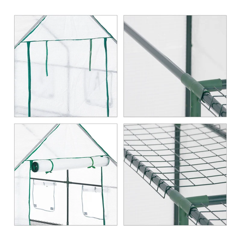 Serre de jardin démontable 8 surfaces optimale pour légumes et plantes en PVC vert 13_0004548