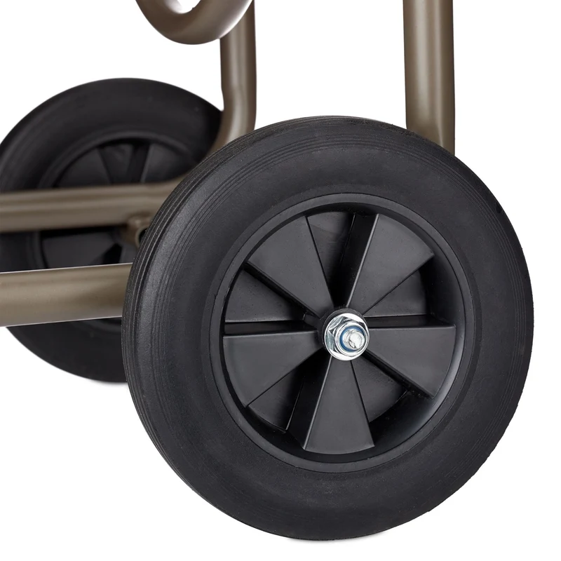Chariot pour tuyau XL avec manivelle 60 m 4 roues en caoutchouc métal gris 13_0004967