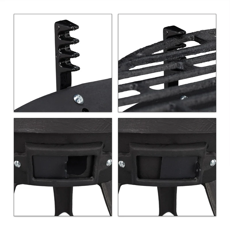 Baril de barbecue réglable en hauteur terrasse jardin 70 x 50 x 50 cm design rustique en fonte de fer 13_0005088