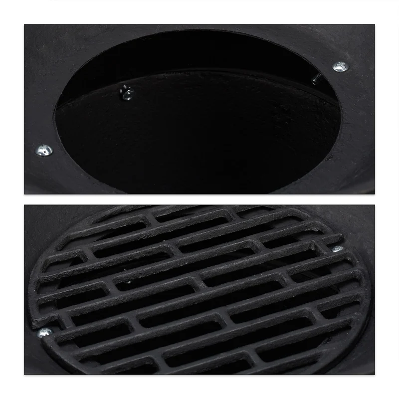 Baril de barbecue réglable en hauteur terrasse jardin 70 x 50 x 50 cm design rustique en fonte de fer 13_0005088