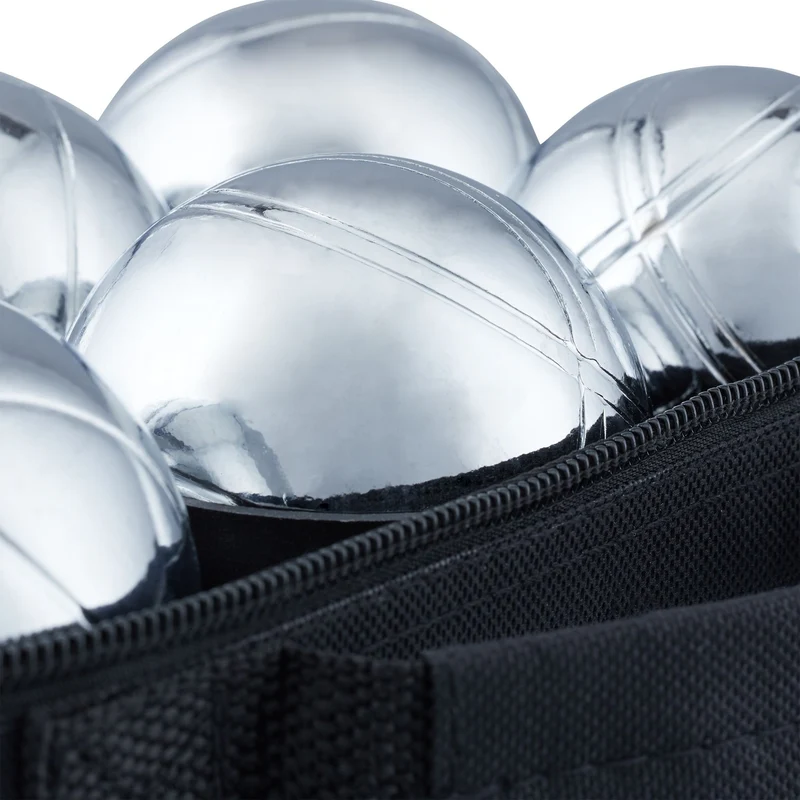 Lot de 6 boules pétanque professionnelles pour jardin parc ou plage 16 x 22,5 x 7 cm en métal argenté 13_0004569