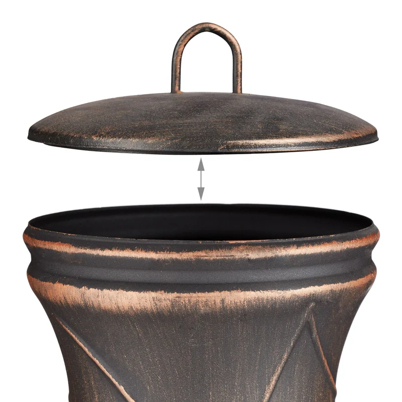 Brasero de jardin vintage en fonte 60 x 60 x 35 cm avec tisonnier ambiance chaleureuse en bronze 13_0005091