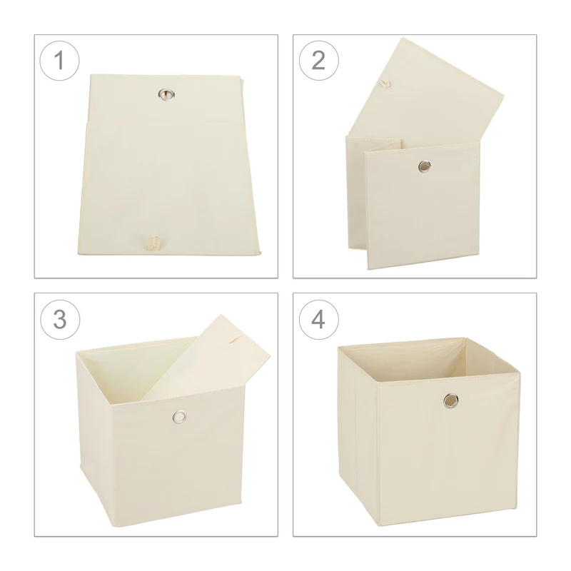 Lot de 2 boîtes de rangement pliables pratiques 30 x 30 x 30 cm en polyester gris 13_0006428