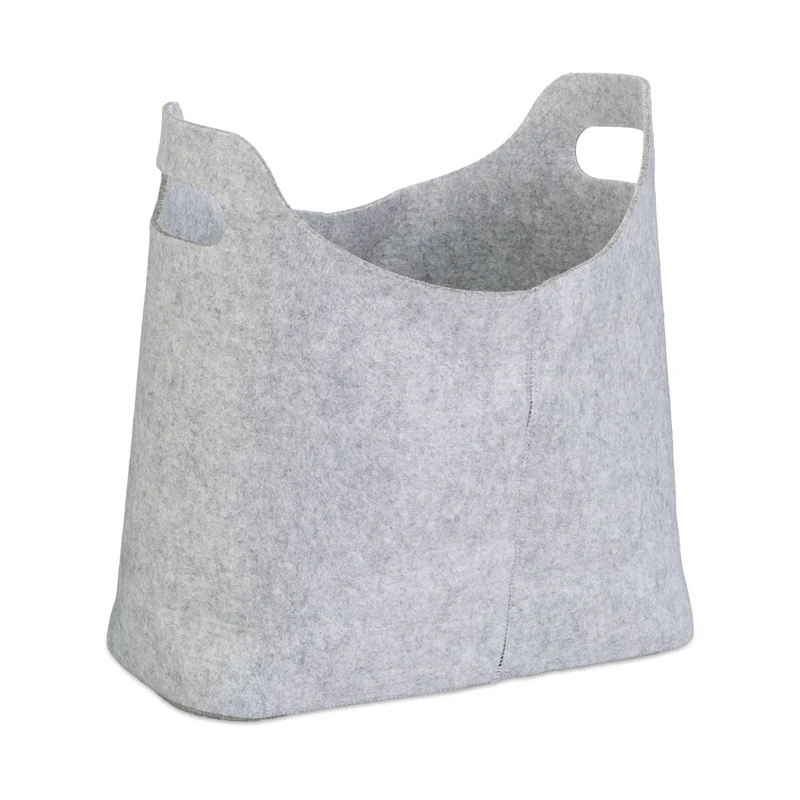 Panier à bûches polyvalent pour salon salle de bain 39,5 x 40 x 23 cm en feutre gris 13_0006007