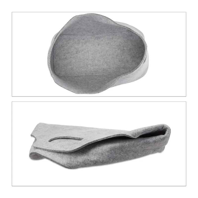 Panier à bûches polyvalent pour salon salle de bain 39,5 x 40 x 23 cm en feutre gris 13_0006007