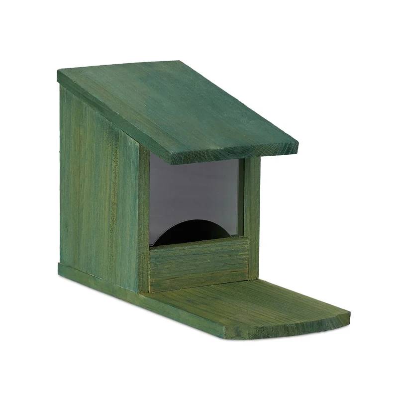 Mangeoire pour écureuils à poser jardin balcon 17,5 x 12 x 25 cm observation facile en bois naturel 13_0006928