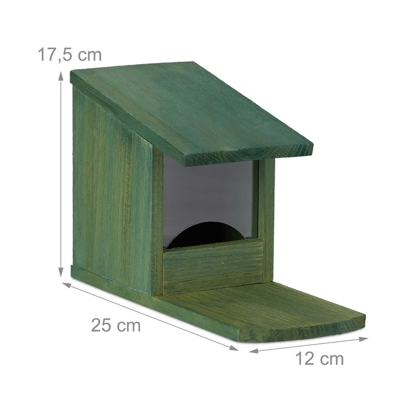 Mangeoire pour écureuils à poser jardin balcon 17,5 x 12 x 25 cm observation facile en bois naturel 13_0006928