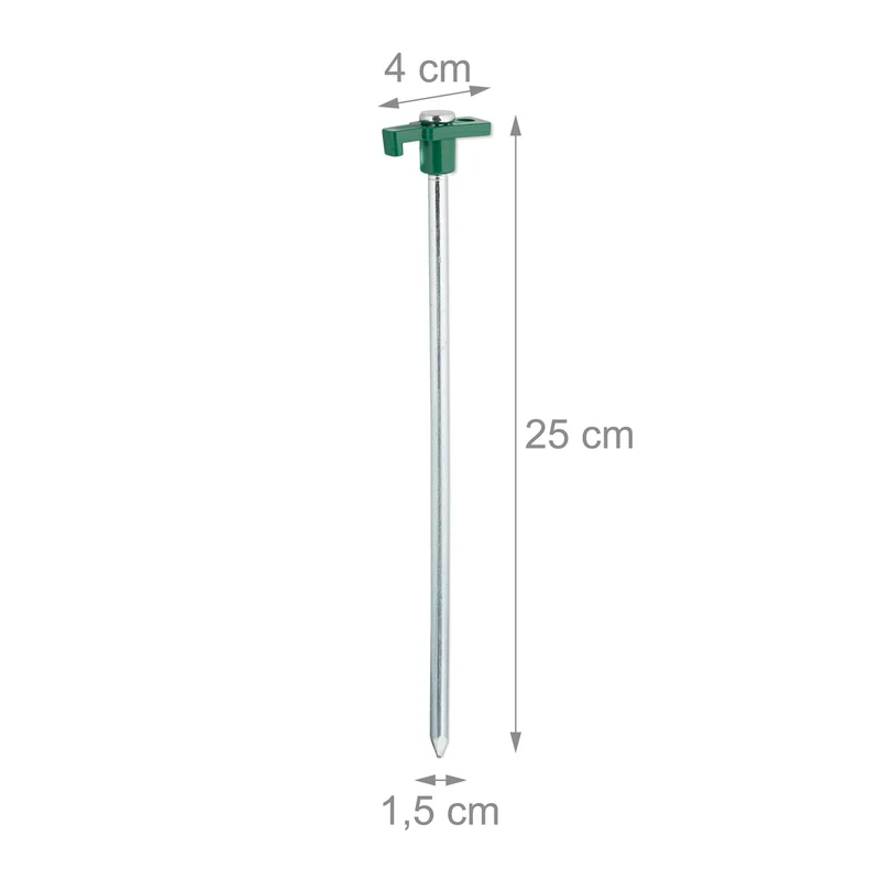 Lot de 10 piquets d'ancrage en acier zingué pour sol dur camping 25 x 4 x 1,5 cm en acier bleu 13_0006295