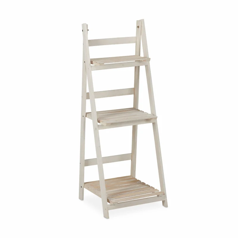 Escalier à fleurs M décoratif pour balcon 51 x 41 x 25 cm gain de place style chic en bois blanc 13_0006940