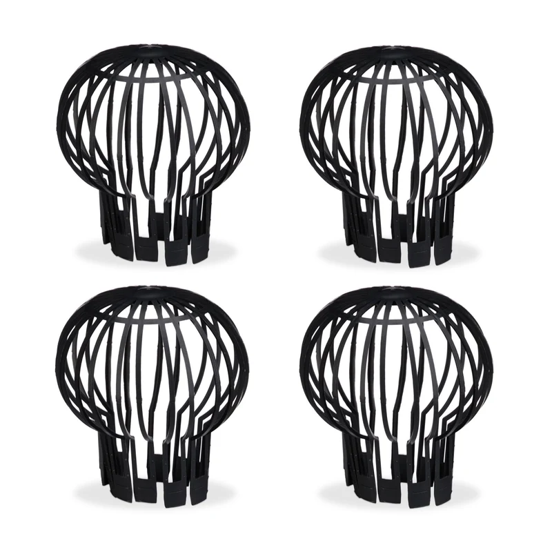 Lot de 4 filtres gouttière protection anti-feuilles mortes montage facile 15 x 13 cm en PP noir 13_0003988