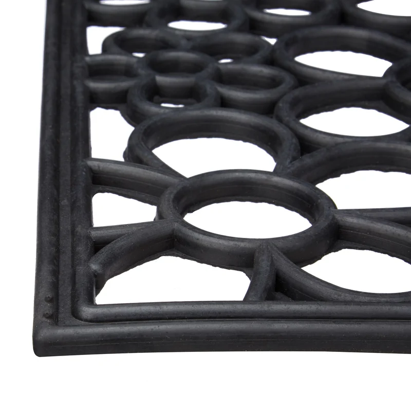 Paillasson rectangle antidérapant extérieur intérieur 75 x 45 cm en caoutchouc noir 13_0003298