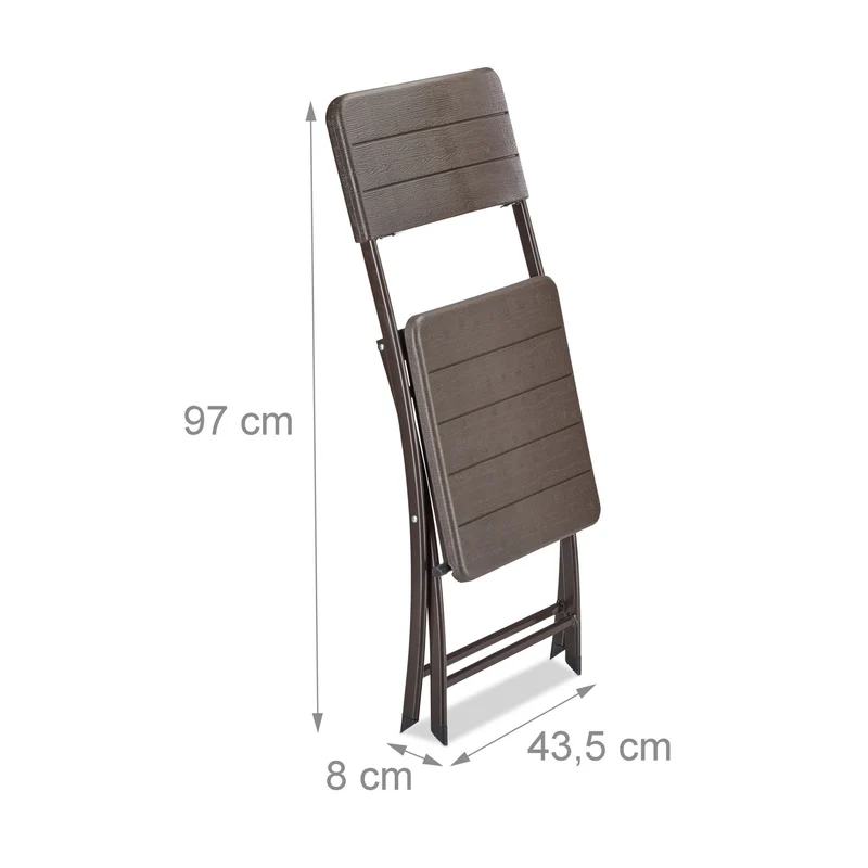 Lot de 2 chaises de jardin pliables modernes effet optique 82 x 43,5 x 47 cm en plastique marron 13_0005539