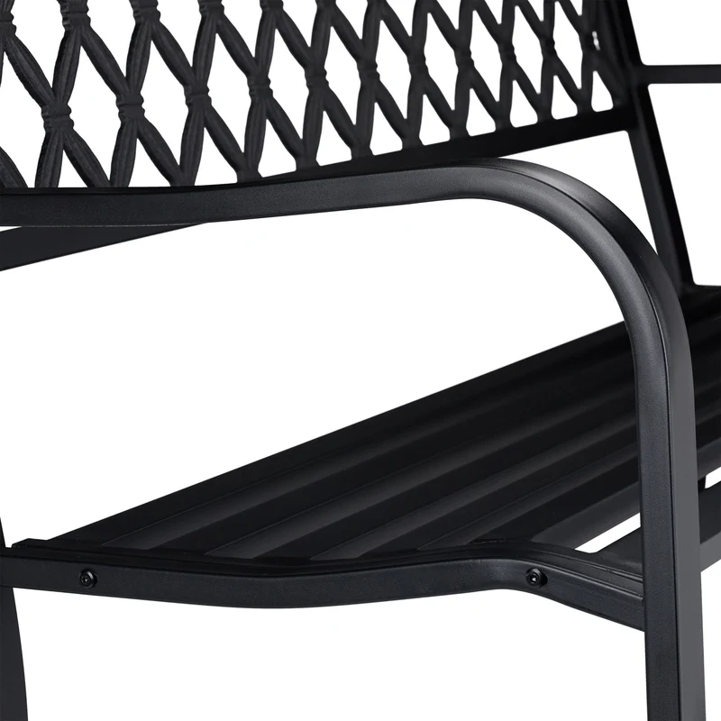 Banc de jardin vintage confortable 120 x 60 x 80 cm pour deux personnes en acier noir 13_0004982