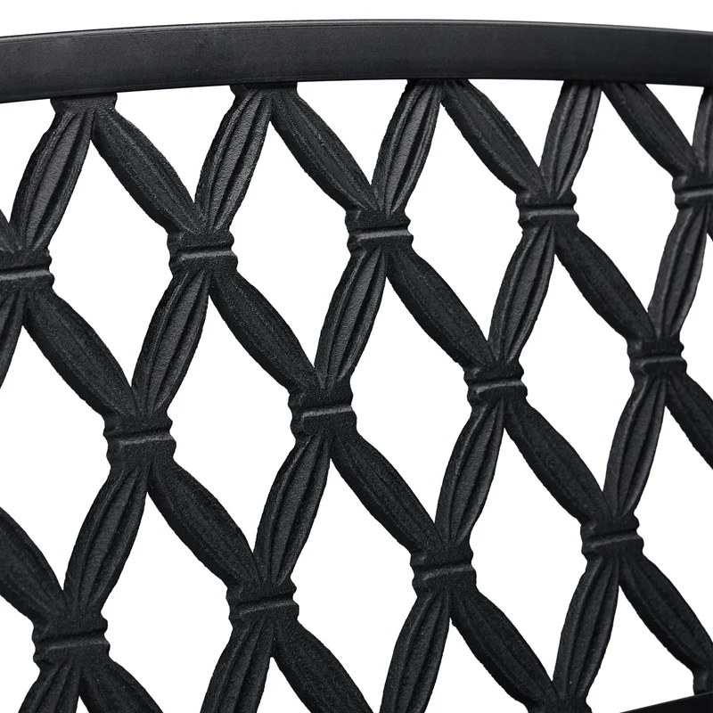 Banc de jardin vintage confortable 120 x 60 x 80 cm pour deux personnes en acier noir 13_0004982