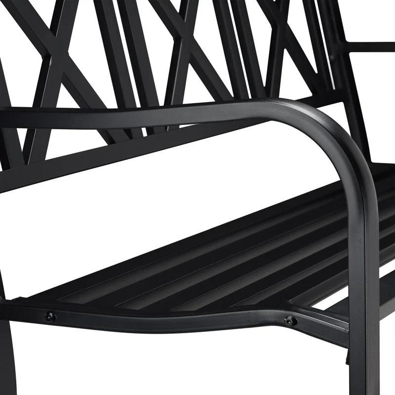Banc de jardin 2 places vintage élégant terrasse 120 x 60 x 80 cm en métal noir 13_0004979