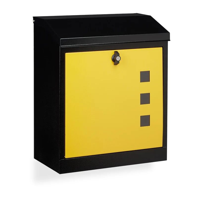 Boîte aux lettres murale grande XL pour courriers volumineux 53 x 43,5 x 26 cm en acier galvanisé noir 13_0005250