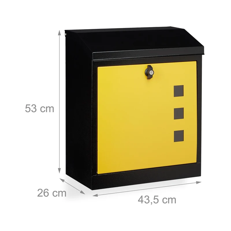 Boîte aux lettres murale grande XL pour courriers volumineux 53 x 43,5 x 26 cm en acier galvanisé noir 13_0005250
