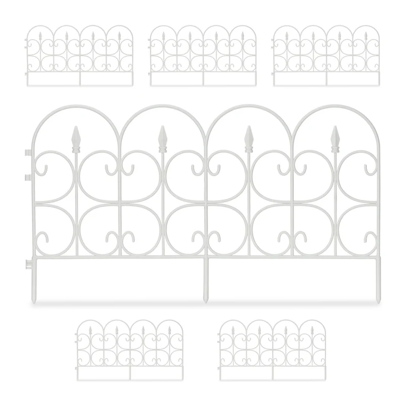 Lot de 6 bordures de jardin en plastique décoratif vintage pour délimiter parterre chemin potager 135 x 66 cm en plastique noir 13_0005496