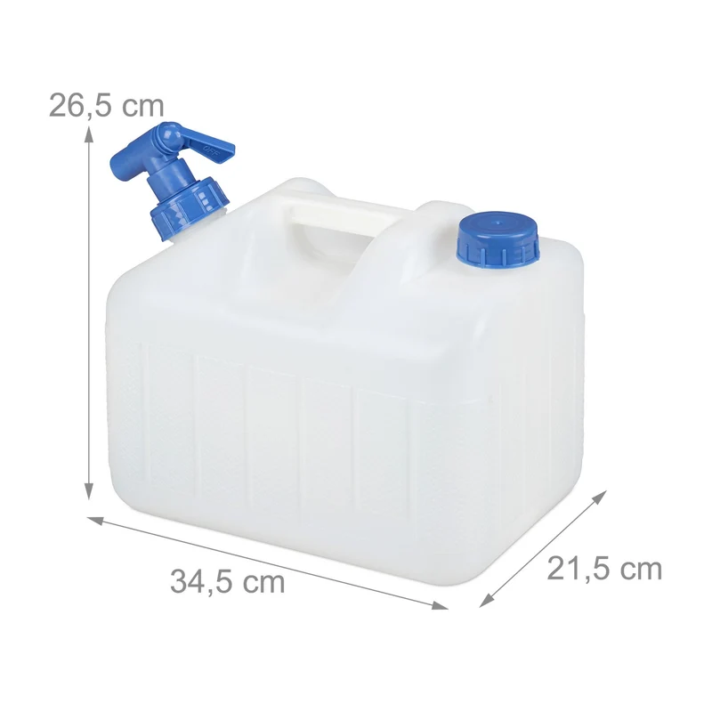 Bidon d'eau transportable 26,5 x 34,5 x 21,5 cm idéal pique-nique camping en HDPE blanc 13_0005640