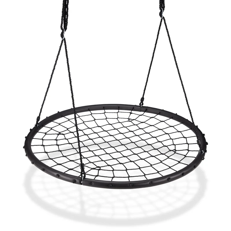Balançoire nid d'oiseau ajustable jardin 120 cm avec cordes résistantes style contemporain en maille verte 13_0005094