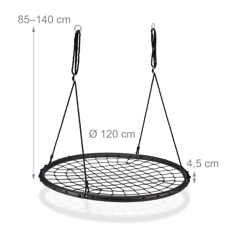 Balançoire nid d'oiseau ajustable jardin 120 cm avec cordes résistantes style contemporain en maille verte 13_0005094