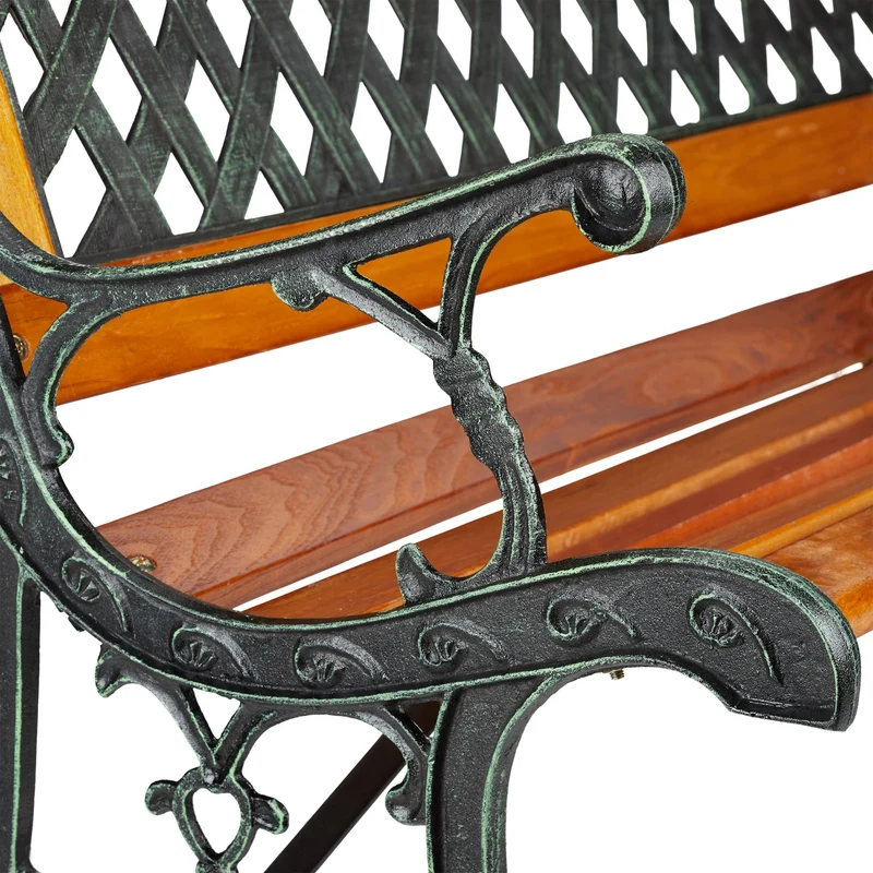 Banc de jardin vintage confortable 120 x 60 x 80 cm pour 2 personnes en fonte de fer marron 13_0004978