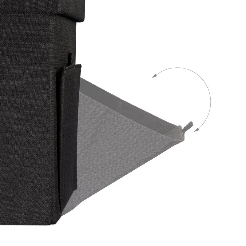 Tabouret de rangement pliant 38 x 38 x 38 cm pratique et stable design minimaliste en lin gris 13_0005827