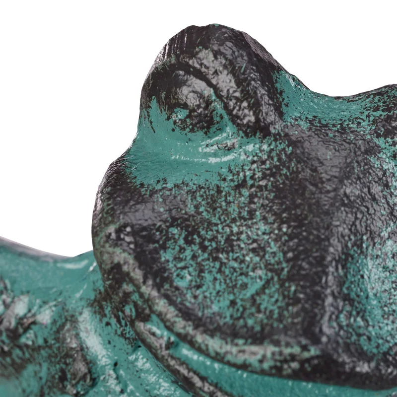 Statue de jardin grenouille dansante décoration extérieure 33 x 31 x 9,5 cm en fonte de fer vert 13_0005595