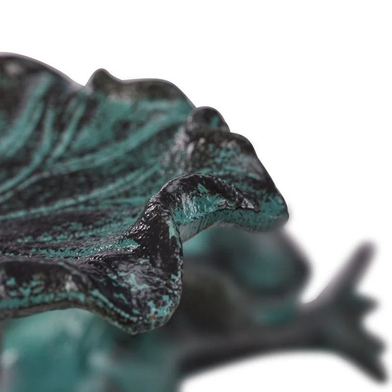 Statue de jardin grenouille dansante décoration extérieure 33 x 31 x 9,5 cm en fonte de fer vert 13_0005595