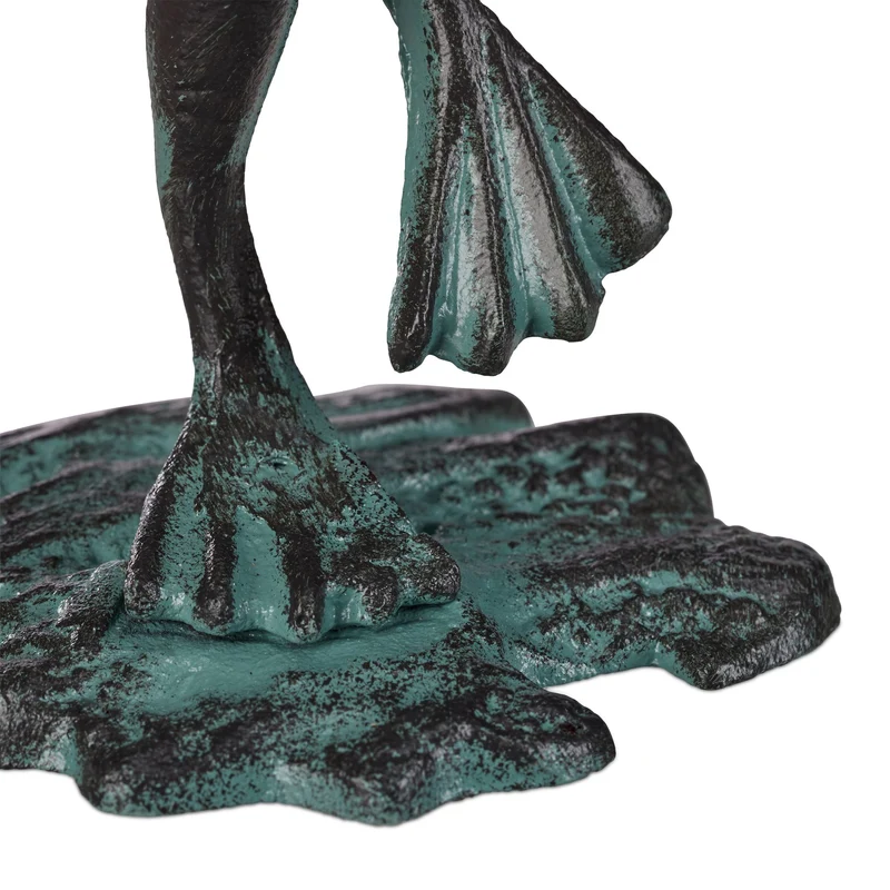 Statue de jardin grenouille dansante décoration extérieure 33 x 31 x 9,5 cm en fonte de fer vert 13_0005595