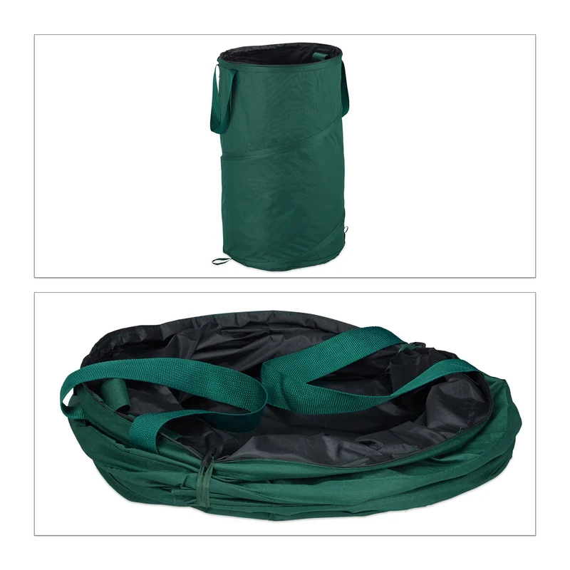 Lot de 2 sacs à déchets de jardin 120 L pratiques avec poignées pour tri facile en tissu vert 13_0005079