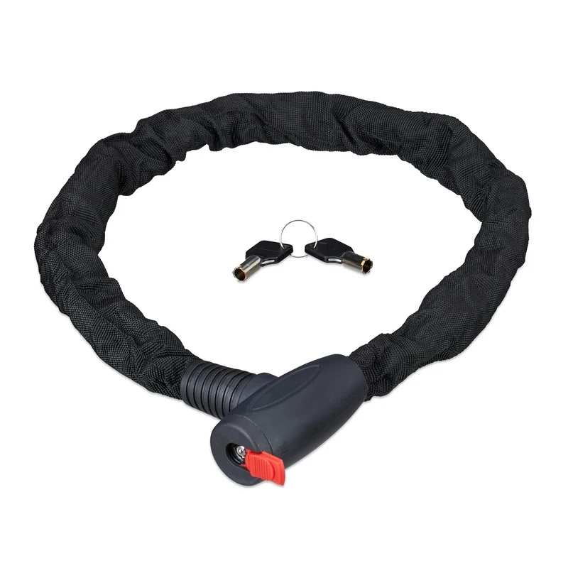 Antivol chaîne pour vélo 100 cm fixation rapide haute sécurité protection peinture en tissu noir 13_0004017