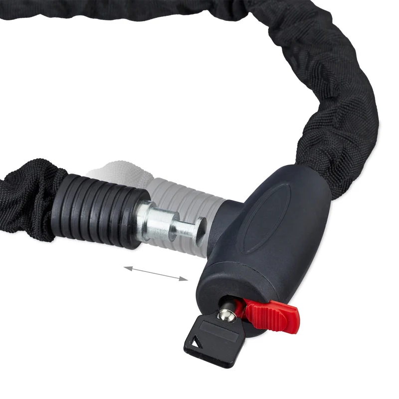 Antivol chaîne pour vélo 100 cm fixation rapide haute sécurité protection peinture en tissu noir 13_0004017
