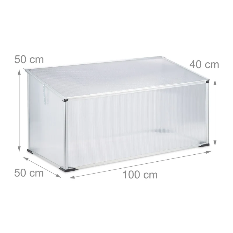 Serre de jardin résistante aux intempéries pour légumes et herbes 200 x 100 x 100 cm en aluminium transparent 13_0003840