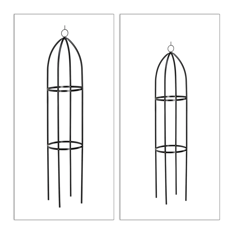 Lot de 2 colonnes de jardin décoratives pour rosiers et lierres 180 x 30 x 30 cm en métal noir 13_0004971