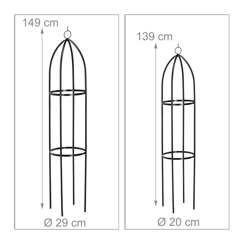Lot de 2 colonnes de jardin décoratives pour rosiers et lierres 180 x 30 x 30 cm en métal noir 13_0004971