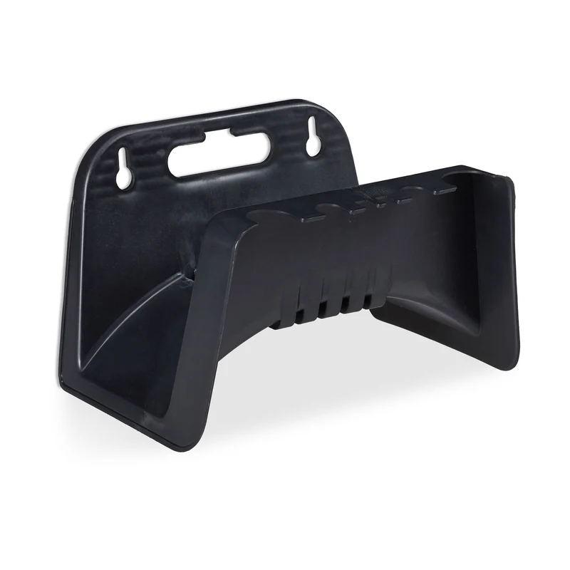 Support mural de rangement pour tuyau d'arrosage jardin 14 x 24 x 16 cm avec encoches pratiques en plastique noir 13_0004883