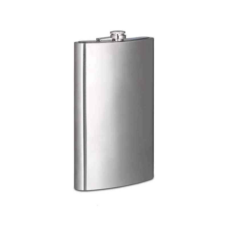 Flacon de hanche XXL camping 29 x 18 x 5,5 cm bouchon à vis pratique design élégant en acier inoxydable argent 13_0004875