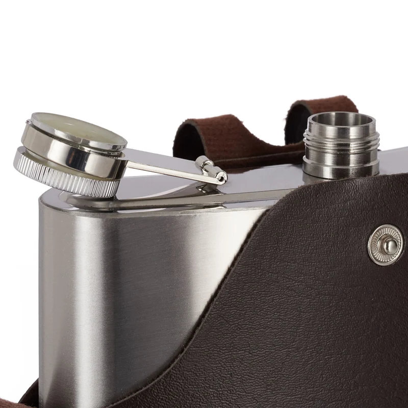 Flacon de hanche XXL camping 29 x 18 x 5,5 cm bouchon à vis pratique design élégant en acier inoxydable argent 13_0004875
