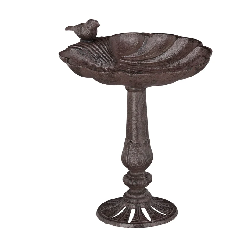Abreuvoir sur pied vintage pour oiseaux jardin 60 x 30 x 30 cm en fonte gris 13_0005022