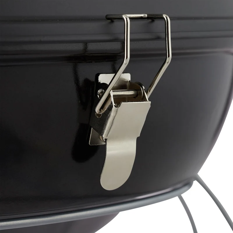 Barbecue rond portable compact pour 4 personnes 27 x 36 cm avec couvercle amovible en acier noir 13_0005635