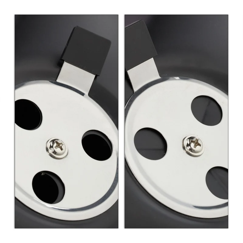 Barbecue rond portable compact pour 4 personnes 27 x 36 cm avec couvercle amovible en acier noir 13_0005635