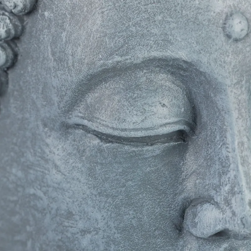 Statue de bouddha assis méditation extérieure 70 x 45 x 35 cm en polyrésine gris 13_0005507