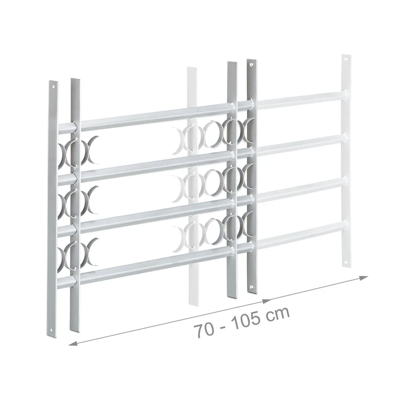 Grille de fenêtre réglable anti cambriolage 450 x 700-1050 x 35 mm effet dissuasif design épuré en acier noir 13_0005926