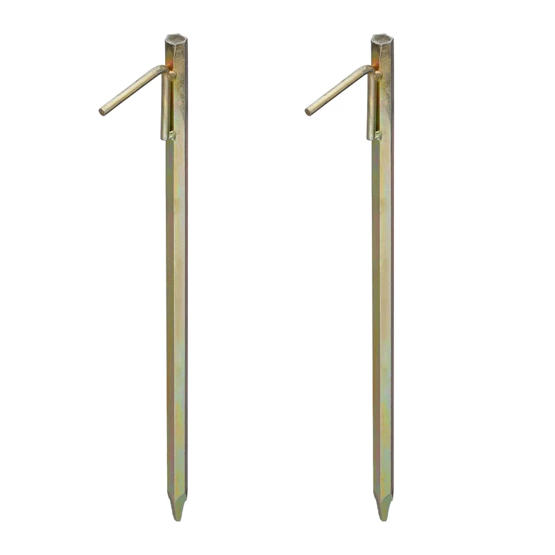 Lot de 2 piquets de fixation au sol XXL 51 x 9 x 2 cm pour grandes tentes en acier galvanisé gris 13_0004871